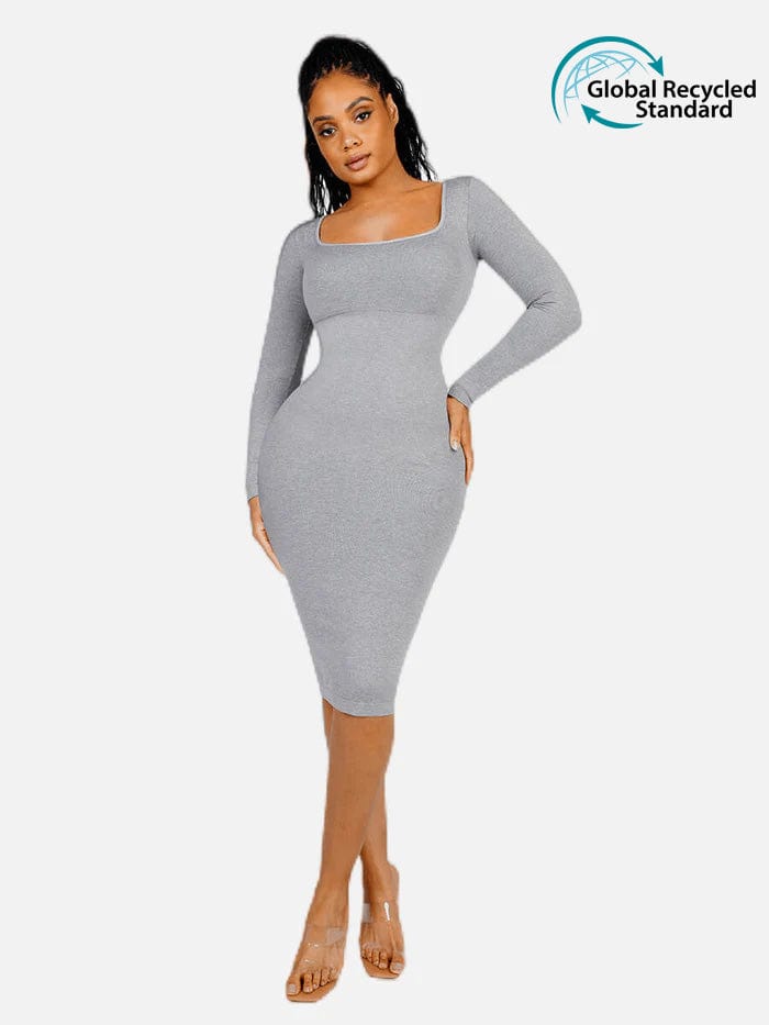 Square Neck Long Sleeve Shaper Dress