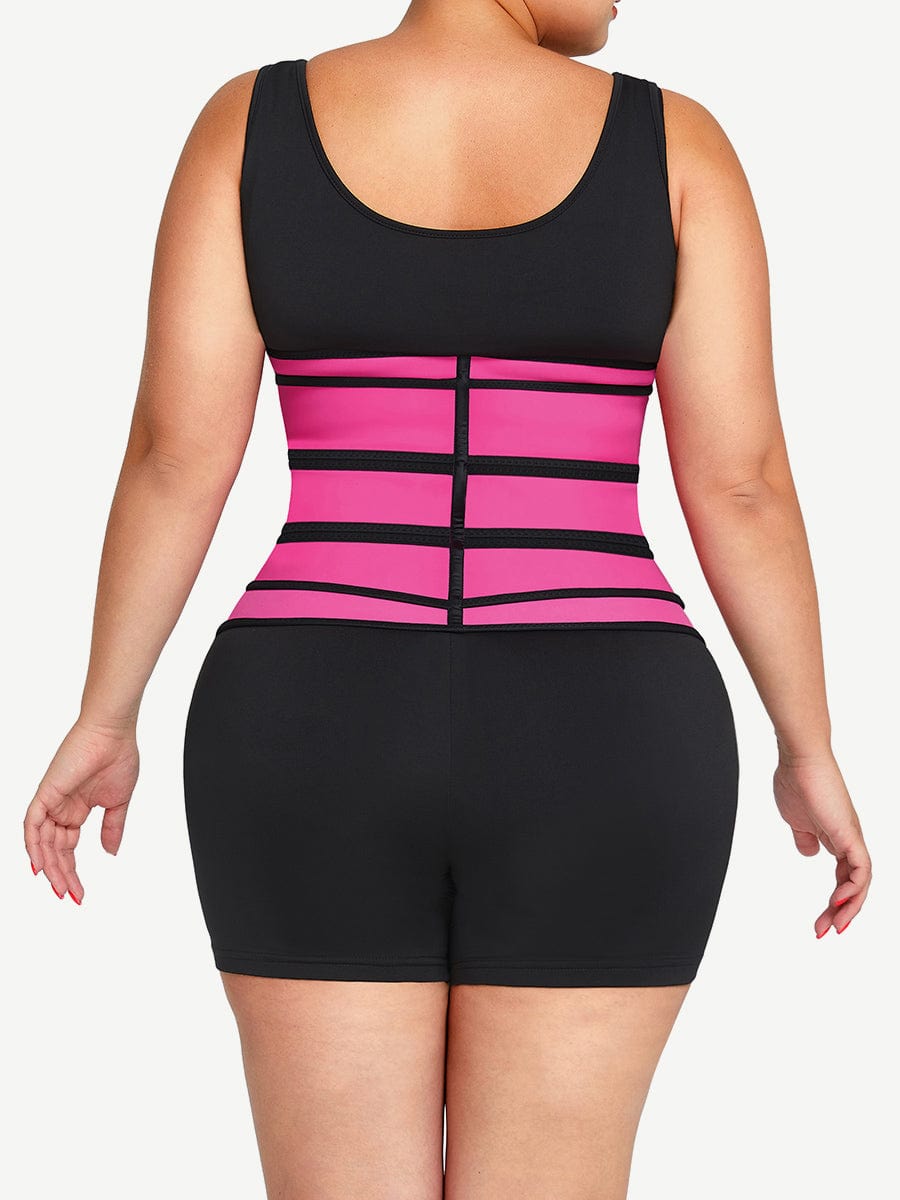 Rose Red Tummy Waist Trainer 7 Steel Bones Latex Zipper Control Midsection