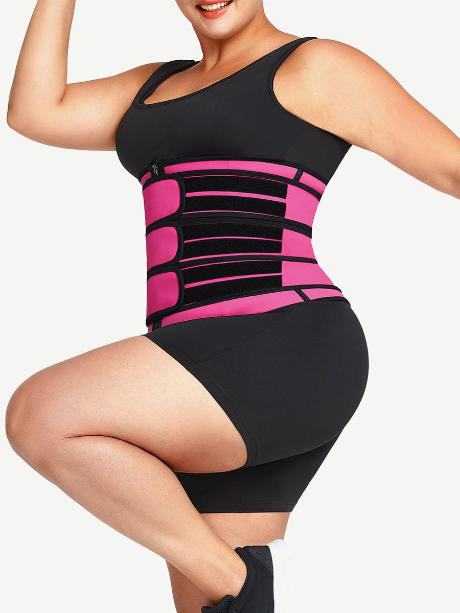 Rose Red Tummy Waist Trainer 7 Steel Bones Latex Zipper Control Midsection