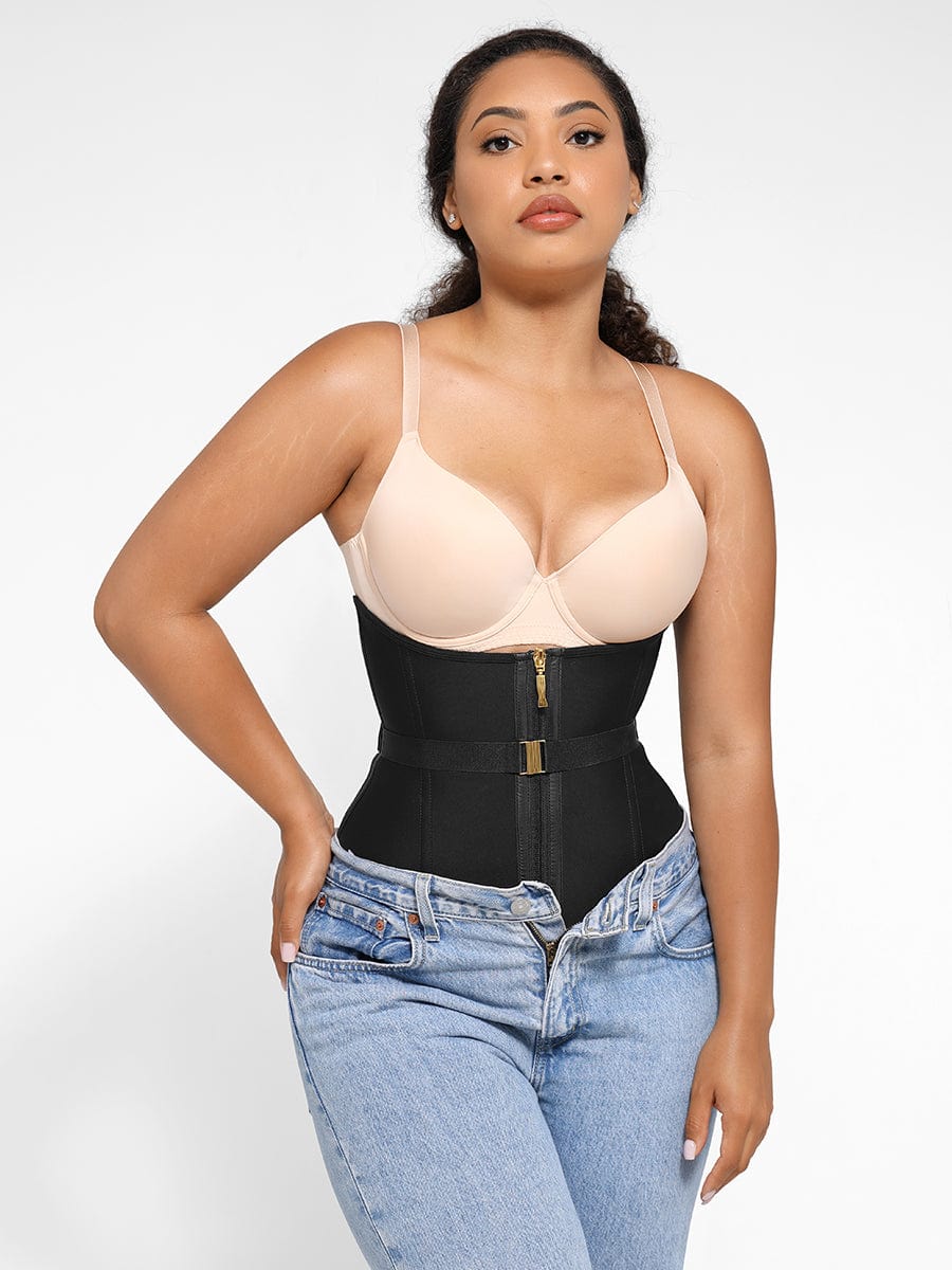 Waist Trainer with Fan Lacing and Front Buckle Adjustment