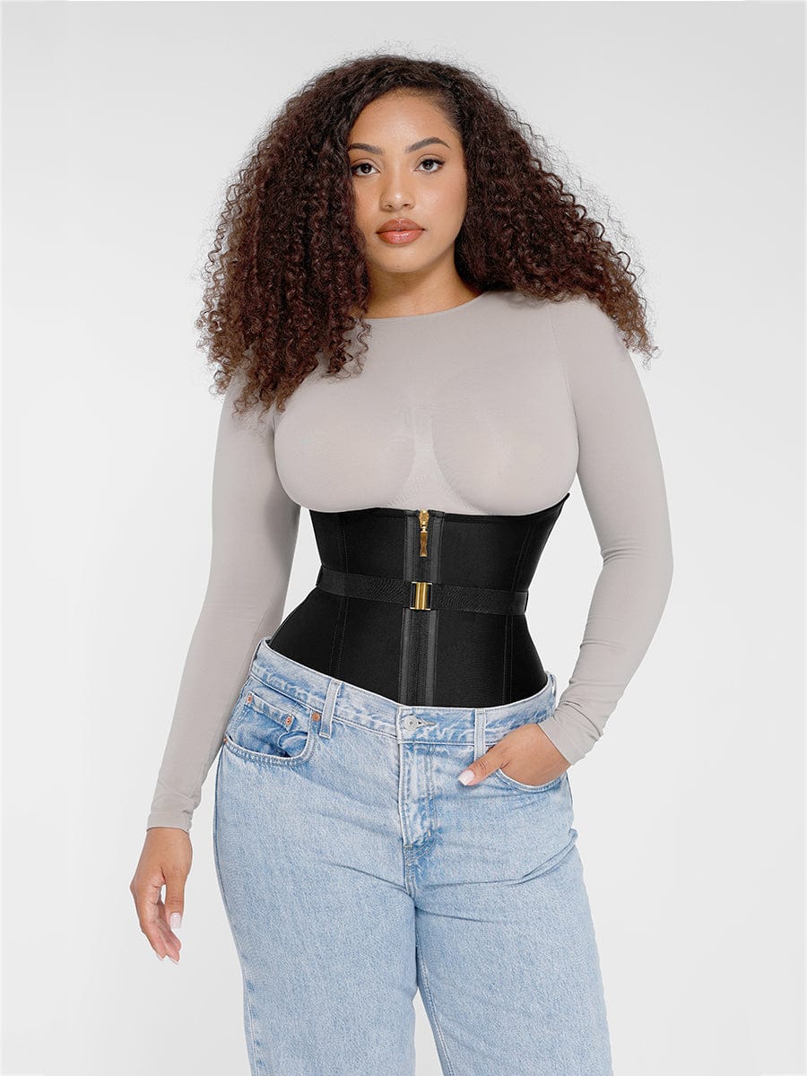 Waist Trainer with Fan Lacing and Front Buckle Adjustment