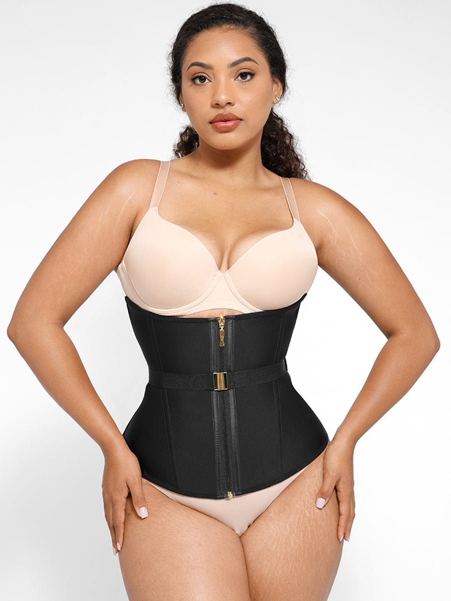 Waist Trainer with Fan Lacing and Front Buckle Adjustment