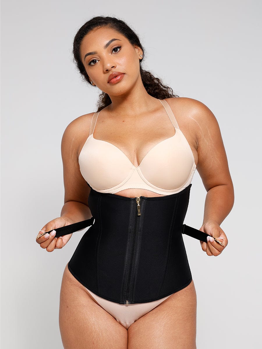 Waist Trainer with Fan Lacing and Front Buckle Adjustment